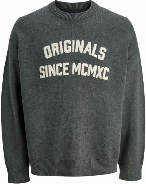 JACK & JONES Sveter 'JORMEADOWS'  tmavosivá / biela
