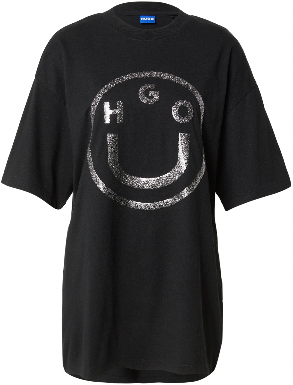 HUGO Oversize tričko  čierna / strieborná
