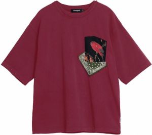 Desigual Tričko  krémová / červená / čierna