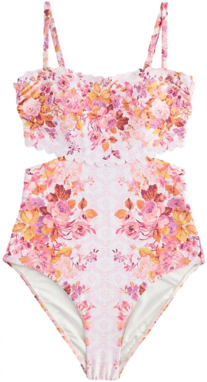 LAURA ASHLEY Jednodielne plavky  fialová / oranžová / ružová / biela