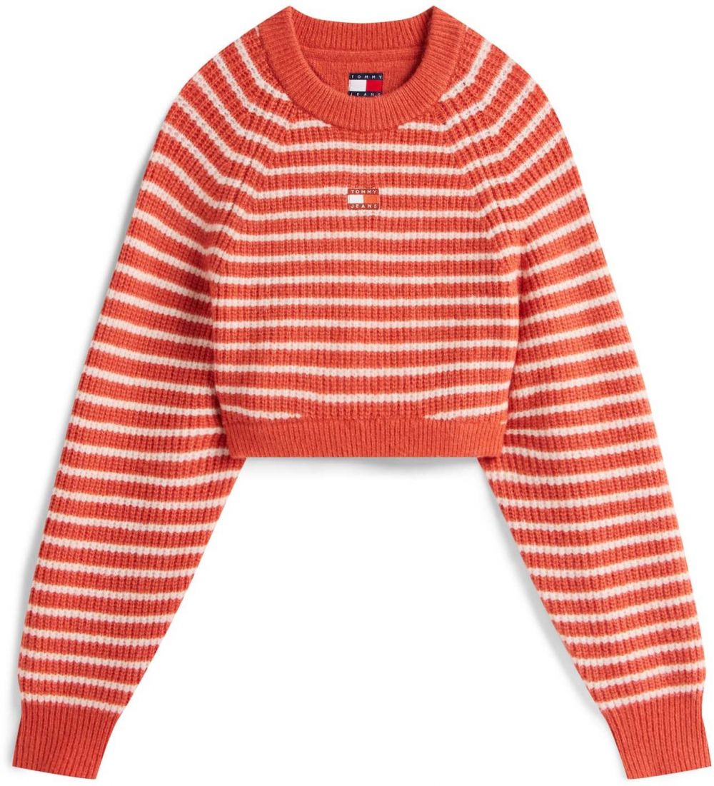 Tommy Jeans Sveter  homárová / biela