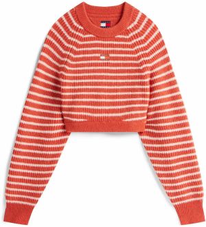 Tommy Jeans Sveter  homárová / biela