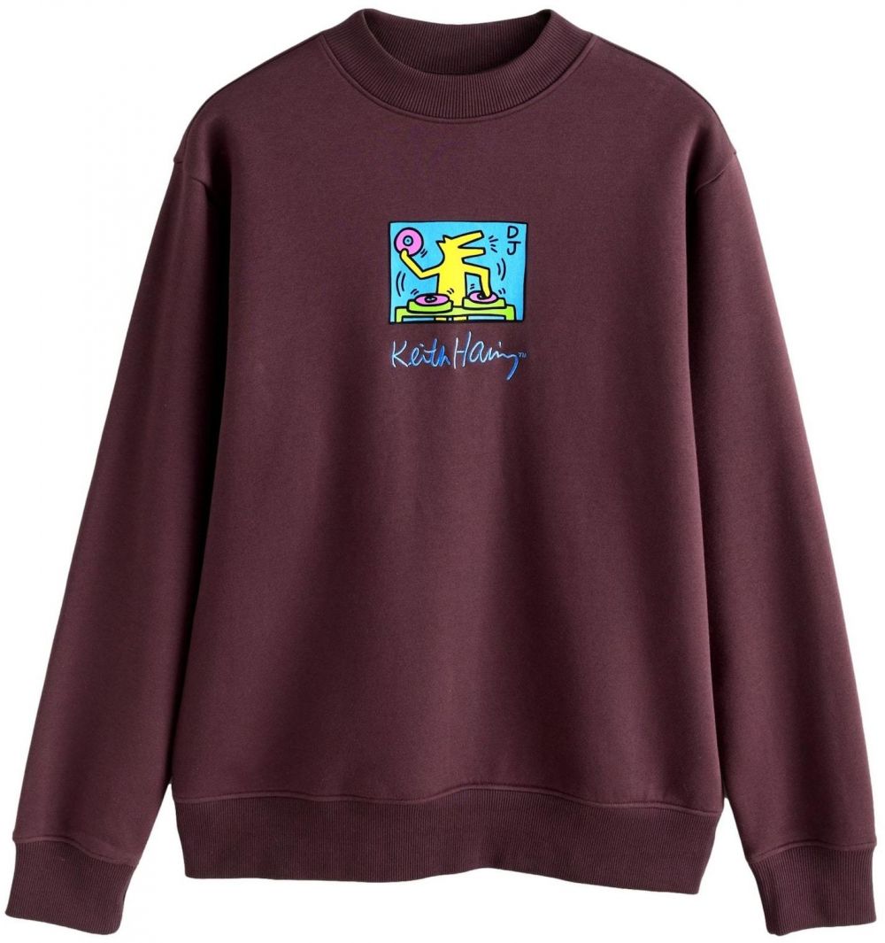 Next Mikina 'Keith Haring'  svetlomodrá / žltá / limetová / burgundská