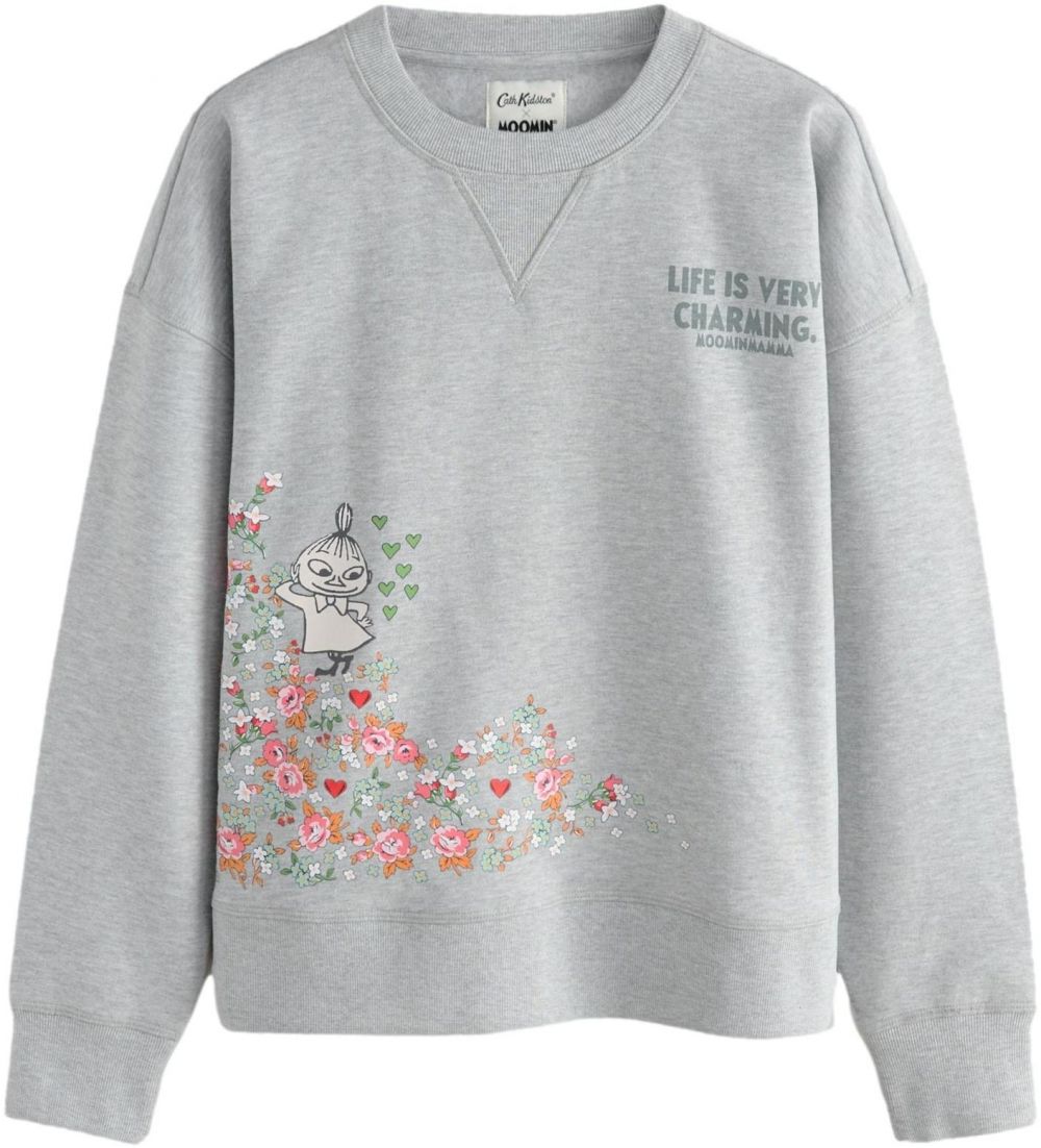 Cath Kidston Mikina 'Mumins'  sivá melírovaná / zelená / ružová / čierna
