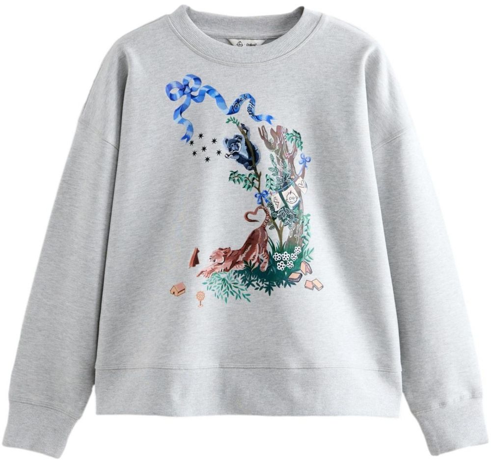 Cath Kidston Mikina 'Great Ormond Street Hospital'  modrá / hnedá / sivá melírovaná / zelená