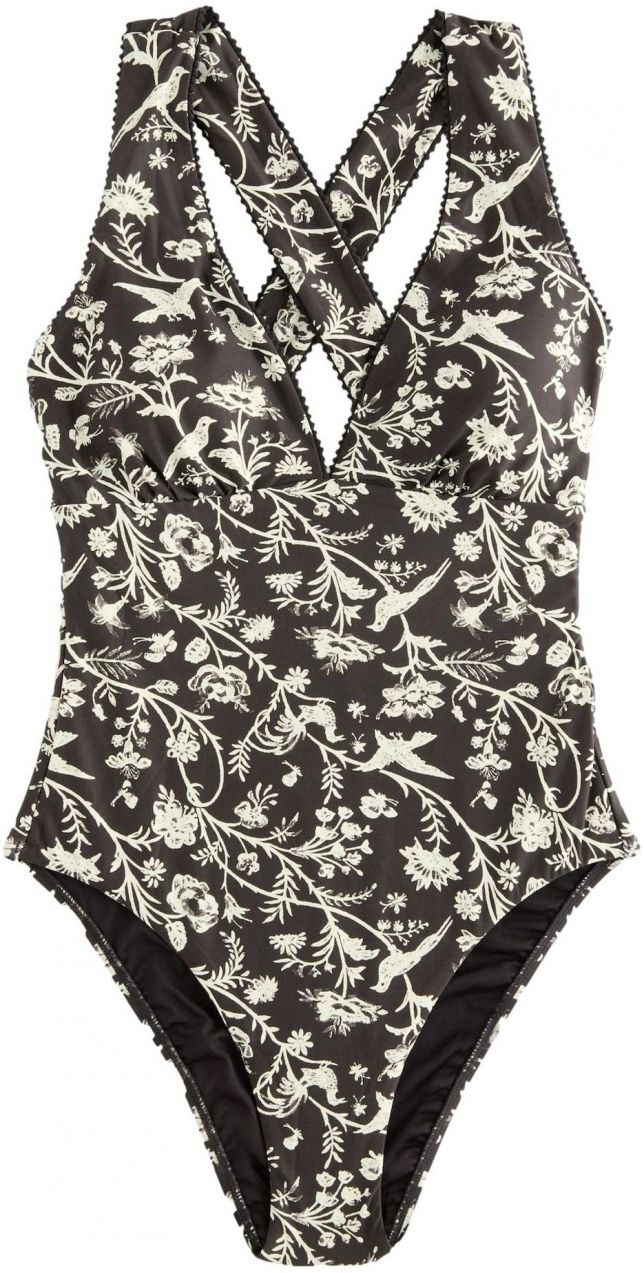 LAURA ASHLEY Jednodielne plavky  čierna / biela