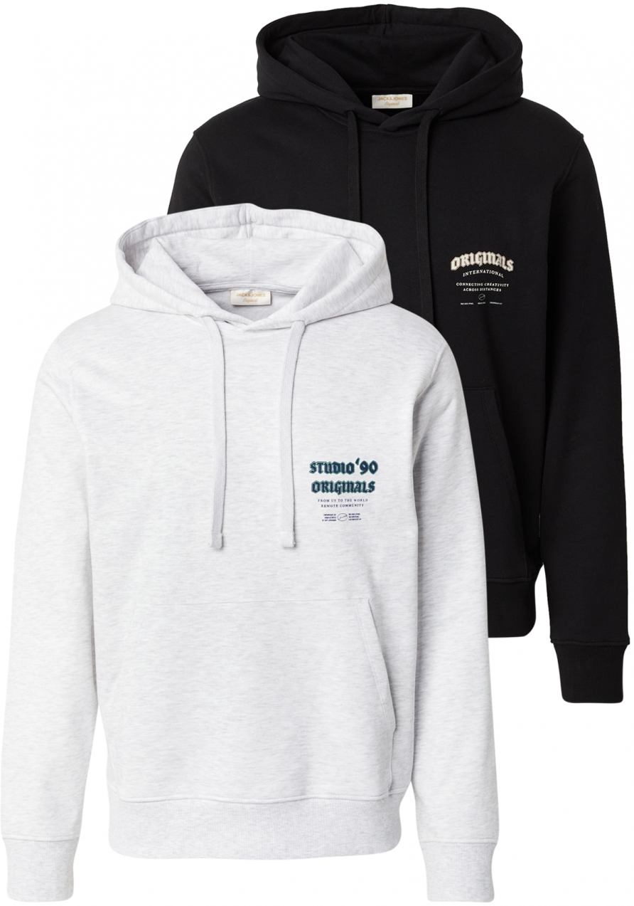 JACK & JONES Mikina 'JORMEADOWS'  modrá / čierna / biela melírovaná