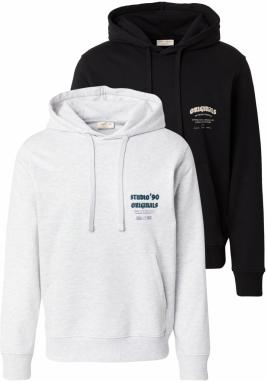 JACK & JONES Mikina 'JORMEADOWS'  modrá / čierna / biela melírovaná