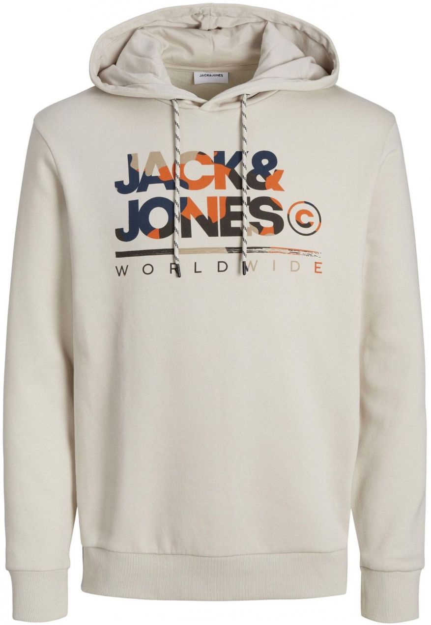 JACK & JONES Mikina 'JWHLUKE'  tmavomodrá / sivobéžová / oranžová / čierna