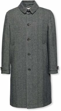 Calvin Klein Prechodný kabát  sivá melírovaná / čierna