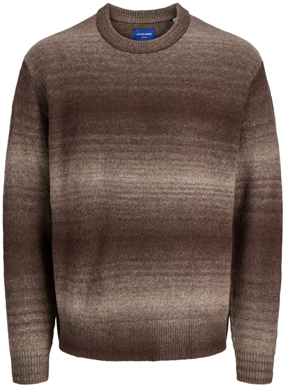 JACK & JONES Sveter 'JORMEADOWS'  svetlosivá / tmavočervená