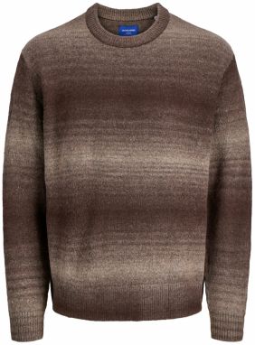JACK & JONES Sveter 'JORMEADOWS'  svetlosivá / tmavočervená