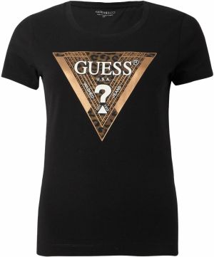 GUESS Tričko  hnedá / zlatá / čierna / biela
