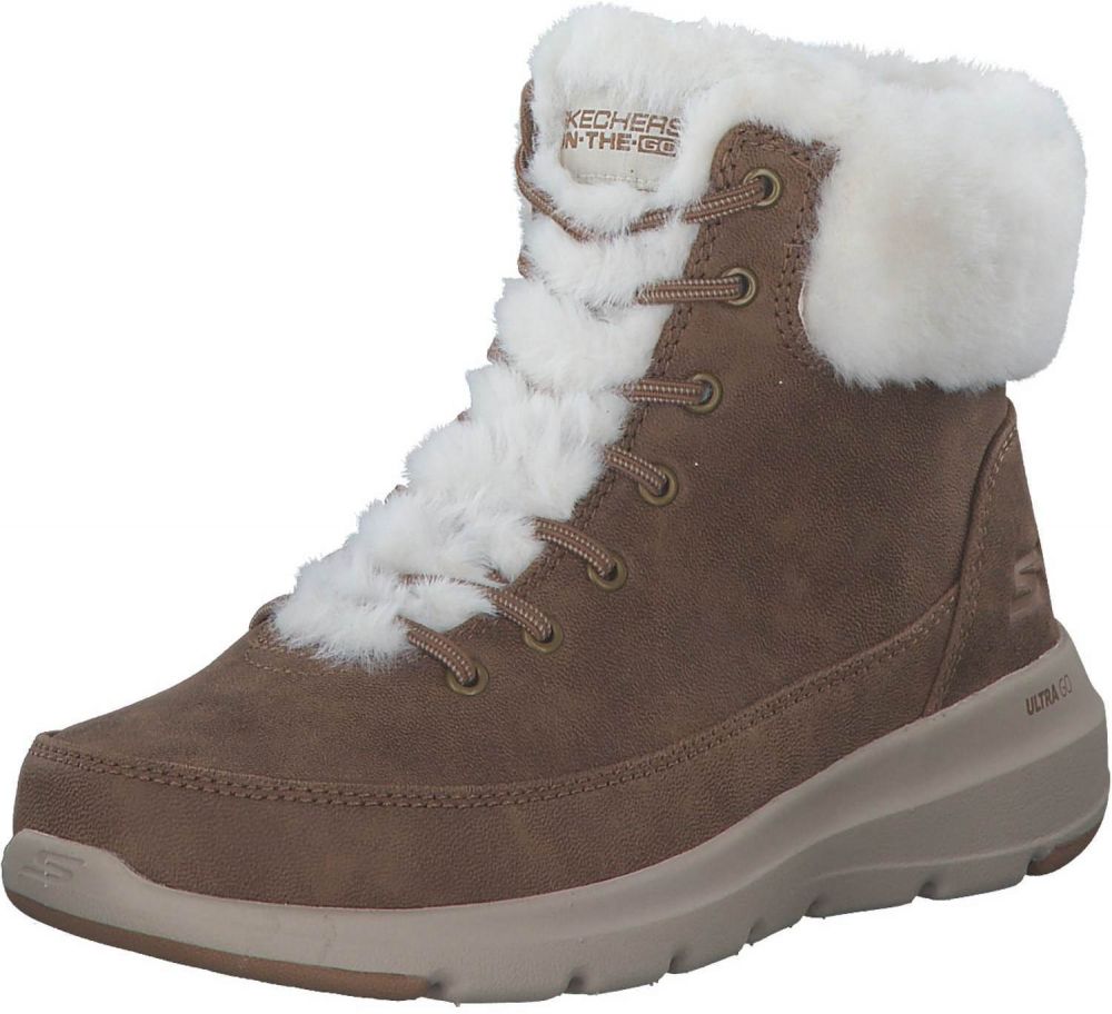 SKECHERS Šnurovacie členkové čižmy 'Glacial Ultra'  hnedá / biela