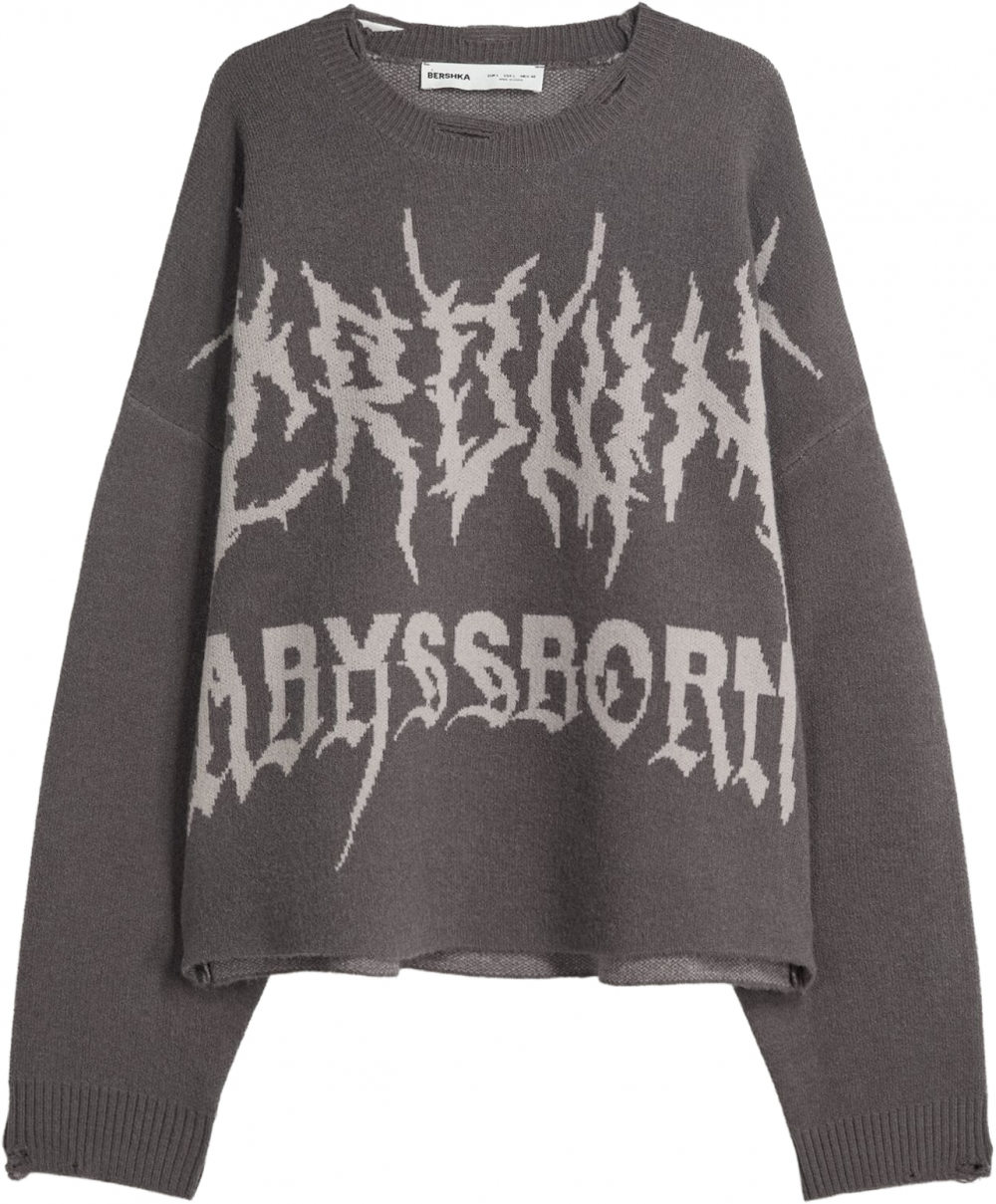 Bershka Sveter  antracitová / svetlosivá