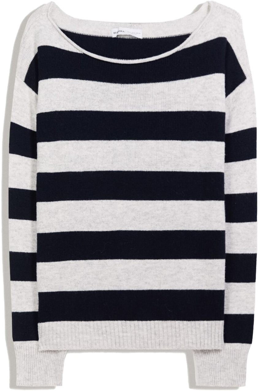 Bershka Sveter  tmavomodrá / svetlosivá