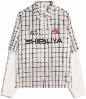 Bershka Košeľa  tmavošedá / červená / čierna / biela
