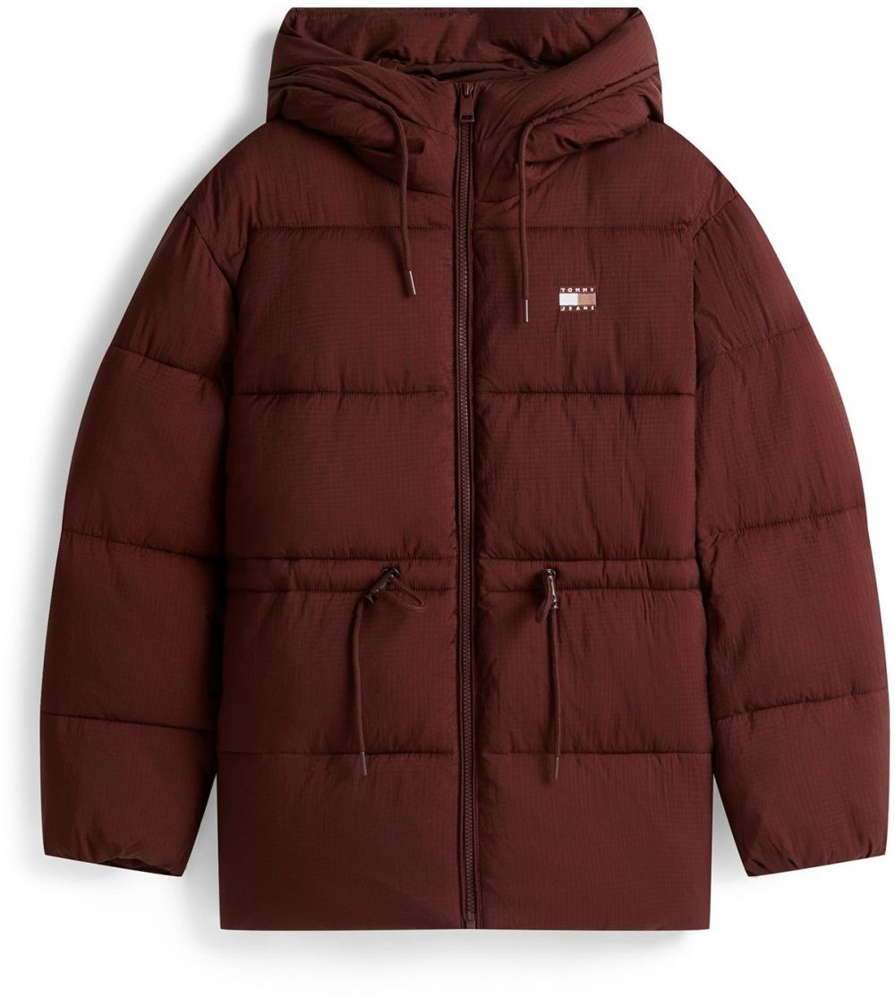 Tommy Jeans Zimná bunda  hrdzavohnedá / červená / biela