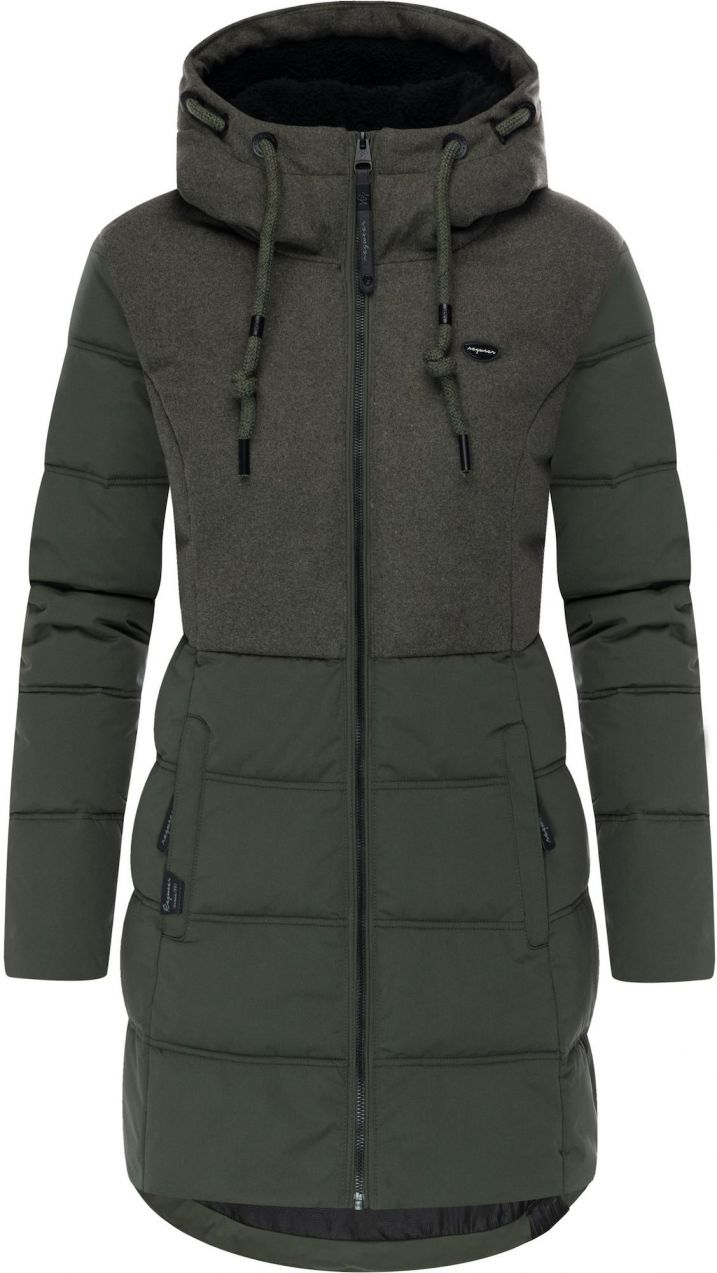 Ragwear Zimný kabát 'Ashani'  tmavozelená / čierna
