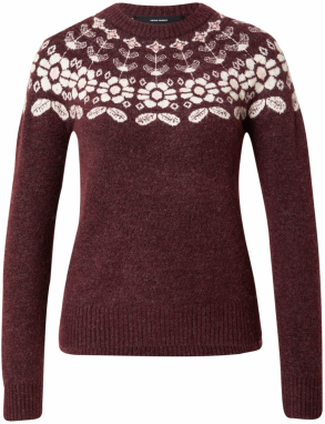 VERO MODA Sveter 'VMSimone'  bordová / prírodná biela
