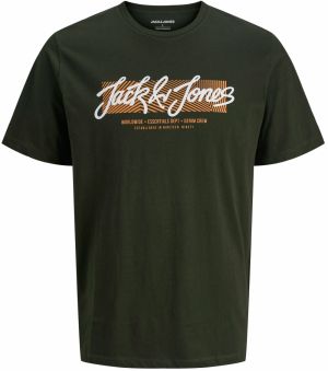 JACK & JONES Tričko 'JJURBAN'  farba ťavej srsti / tmavozelená / biela