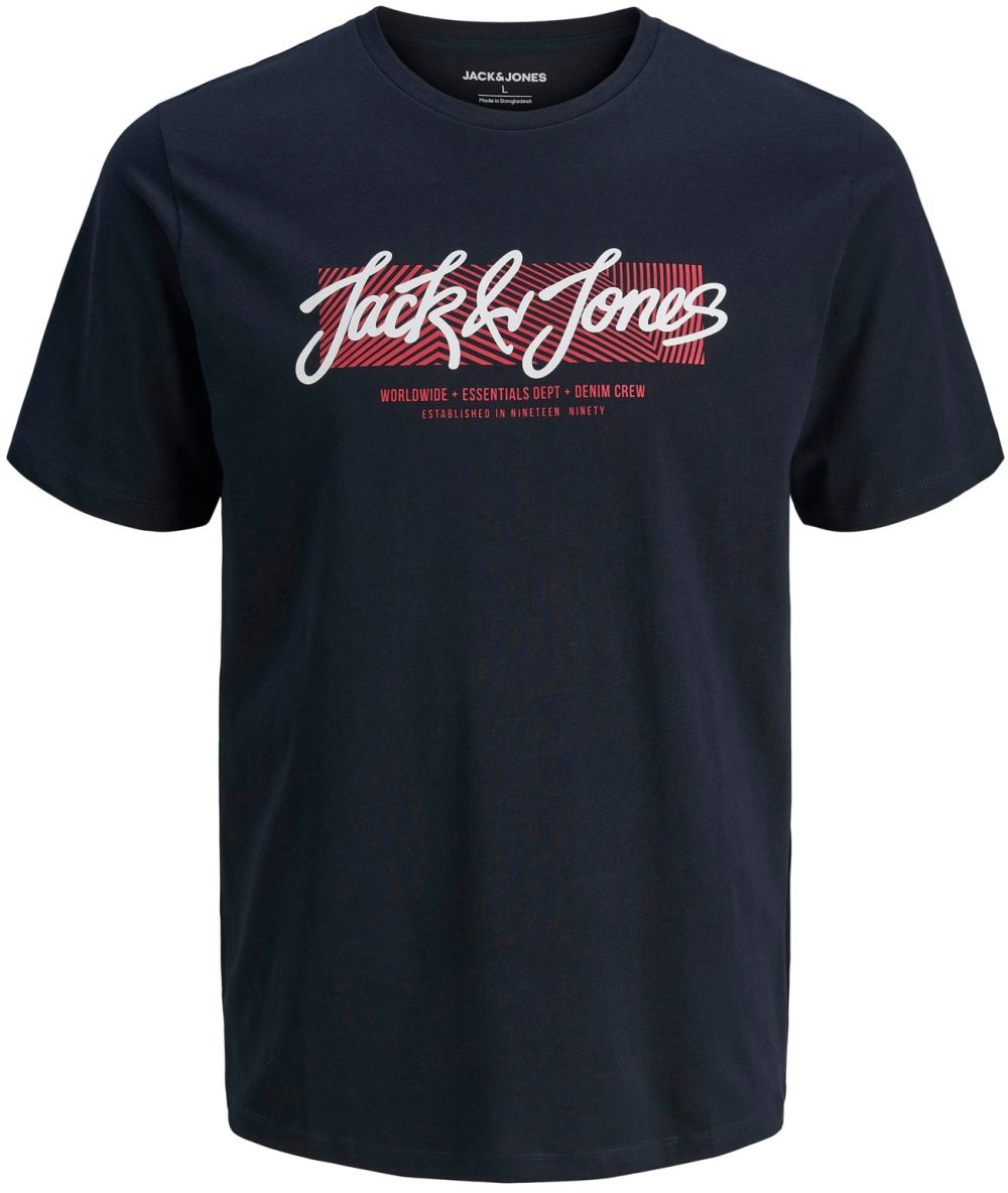 JACK & JONES Tričko 'JJURBAN'  tmavomodrá / červená / biela