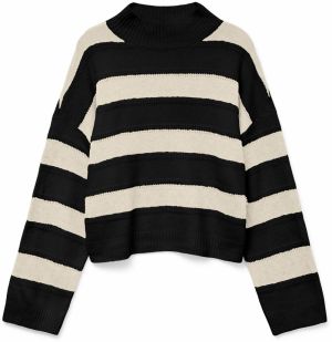 VERO MODA Sveter 'VMInez'  svetlobéžová / čierna