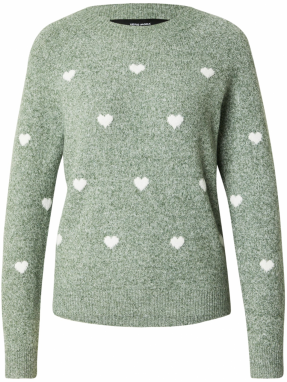 VERO MODA Sveter 'VMDoffy Intarsia'  zelená melírovaná / biela ako vlna