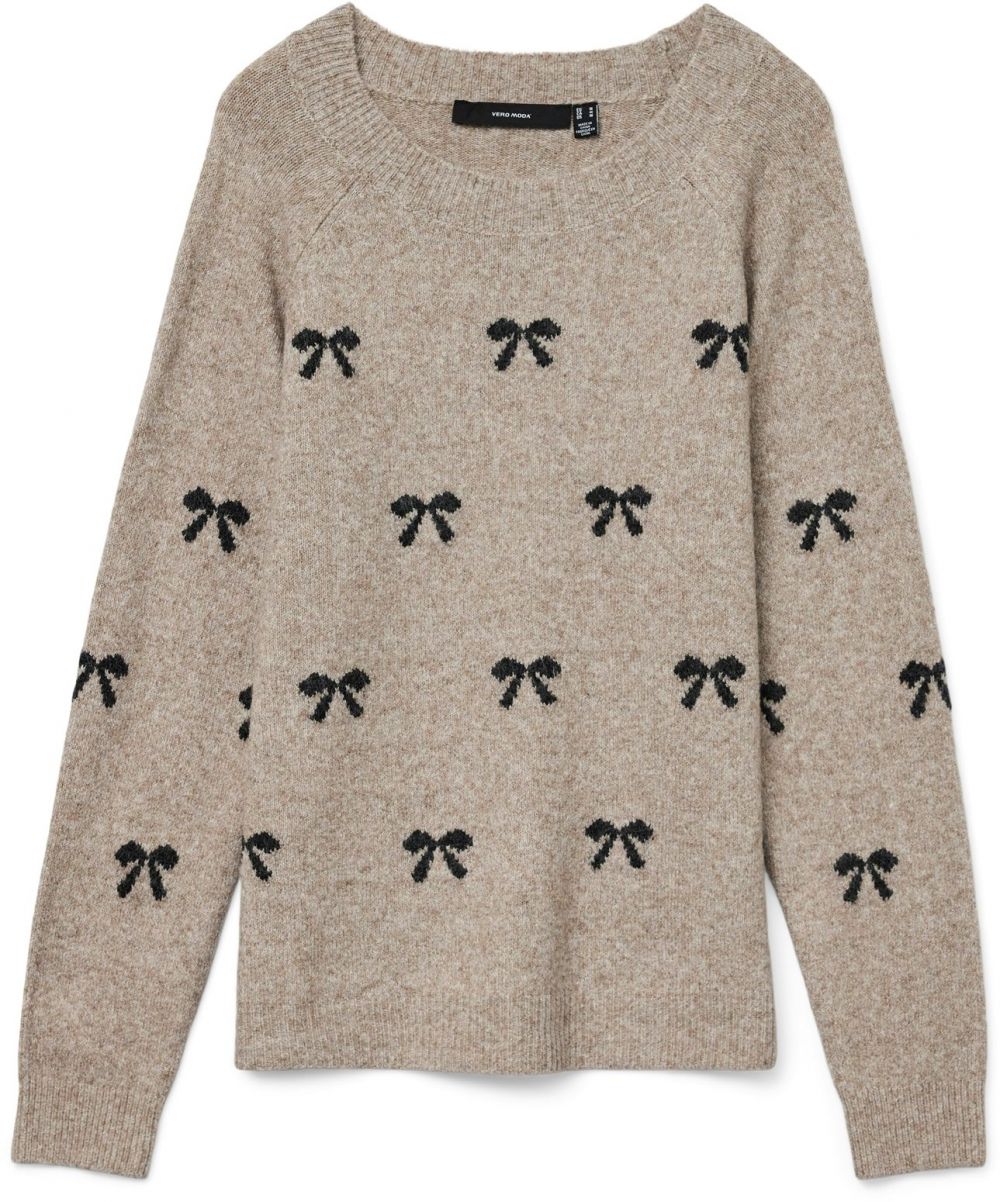 VERO MODA Sveter 'VMDoffy'  sivobéžová / čierna