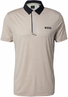 BOSS Funkčné tričko 'Paddy'  tmavobéžová / čierna / biela