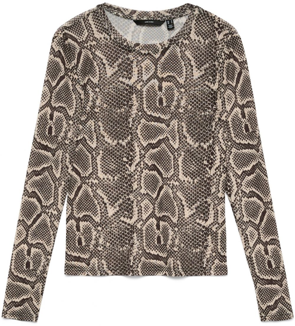 VERO MODA Tričko 'VMLOVA'  tmavohnedá / sivobéžová