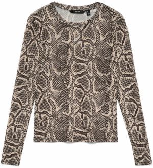 VERO MODA Tričko 'VMLOVA'  tmavohnedá / sivobéžová