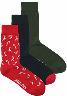 JACK & JONES Ponožky 'JACCANE'  námornícka modrá / jedľová / červená / biela