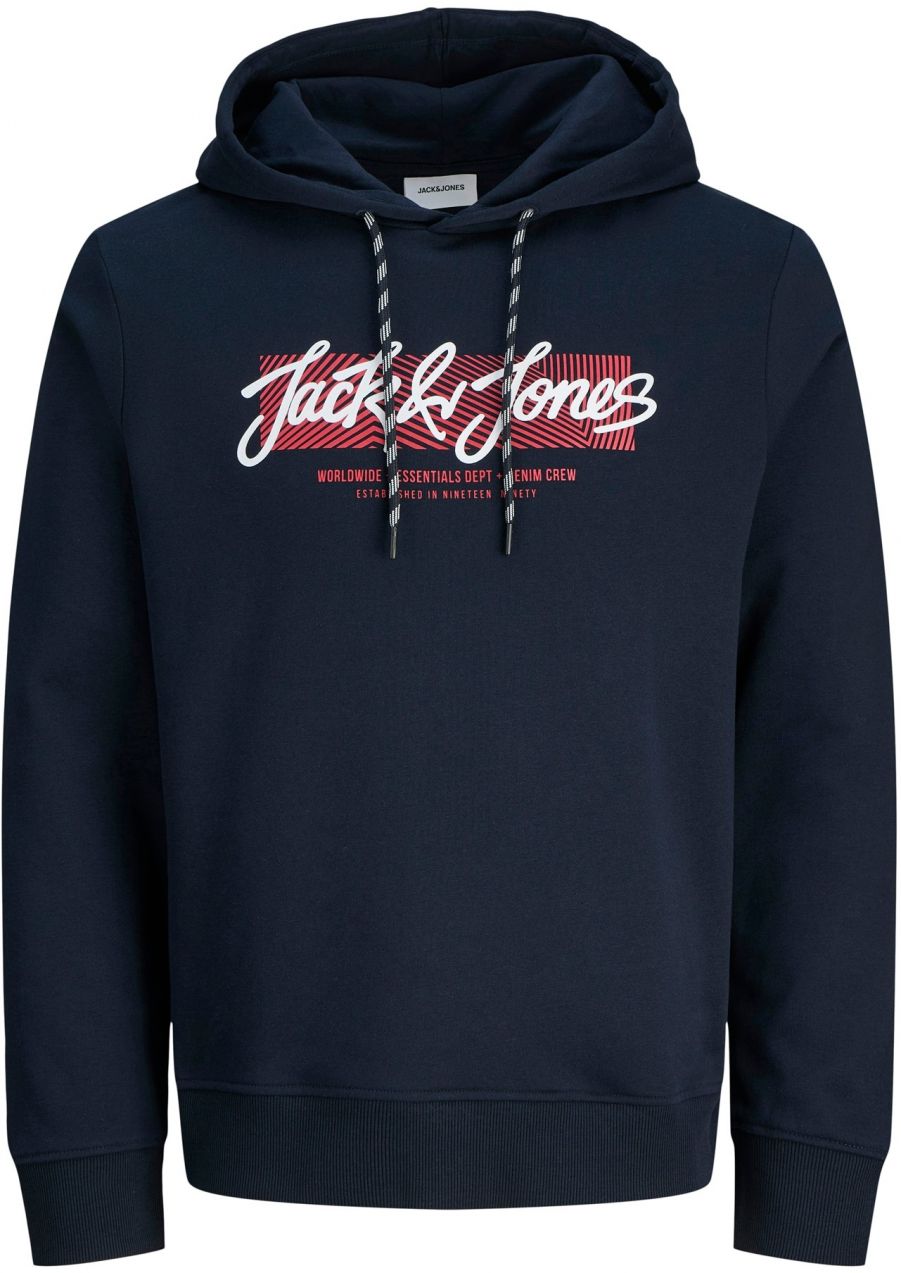 JACK & JONES Mikina 'JJURBAN'  tmavomodrá / červená / biela