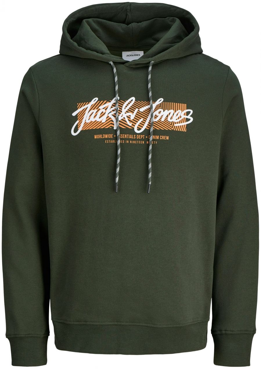 JACK & JONES Mikina 'JJURBAN'  olivová / mandarínková / biela
