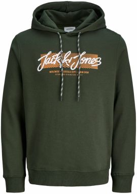 JACK & JONES Mikina 'JJURBAN'  olivová / mandarínková / biela