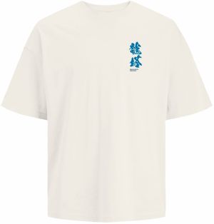 JACK & JONES Tričko 'JORDRAGON'  krémová / modrá / červená