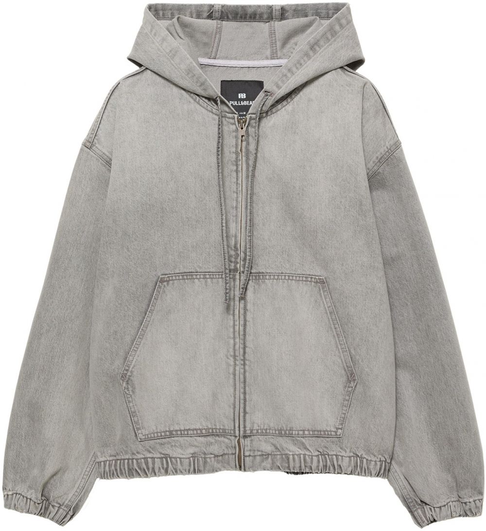 Pull&Bear Tepláková bunda  sivý denim