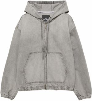 Pull&Bear Tepláková bunda  sivý denim