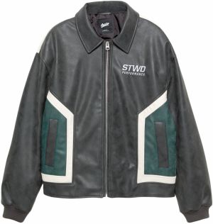 Pull&Bear Prechodná bunda 'STWD'  zelená / čierna / biela