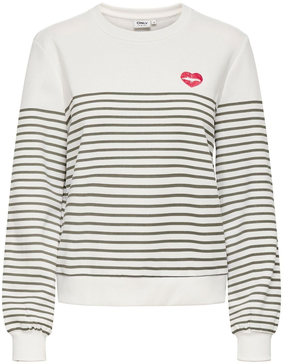 ONLY Mikina 'ONLBINE'  čadičová / krvavo červená / biela