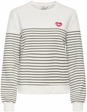 ONLY Mikina 'ONLBINE'  čadičová / krvavo červená / biela