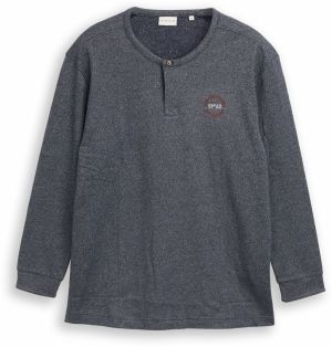 TOM TAILOR Men + Tričko  modrá melírovaná / tmavočervená / biela