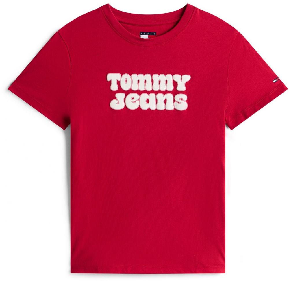 Tommy Jeans Tričko 'ESSENTIAL'  námornícka modrá / červená / melónová / biela