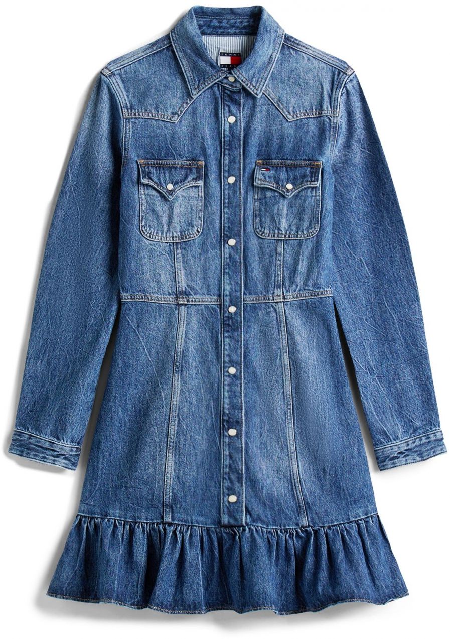 Tommy Jeans Košeľové šaty  modrá denim