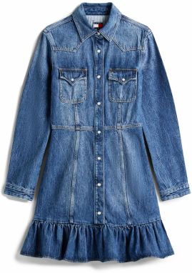 Tommy Jeans Košeľové šaty  modrá denim