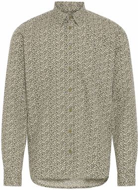 BLEND Košeľa 'BHAVID'  svetlobéžová / olivová / čierna