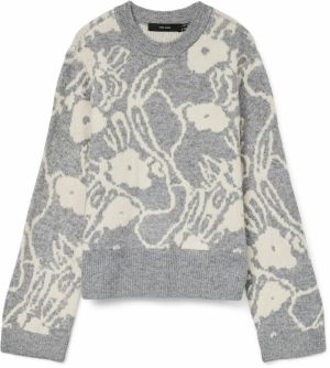 VERO MODA Sveter 'VMKAILA'  sivá melírovaná / šedobiela