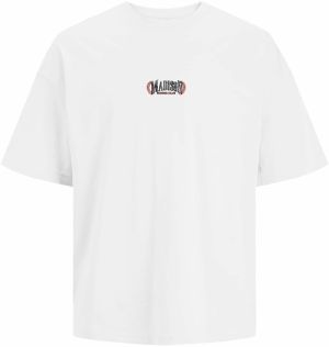 JACK & JONES Tričko 'JORMADISON'  tmavočervená / čierna / biela