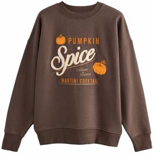 Next Mikina 'Pumkpin Martini'  tmavobéžová / čokoládová / oranžová / biela ako vlna